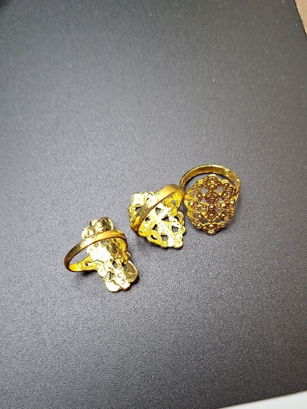 Gold Filigree Statement Rings - Picture 2 of 5